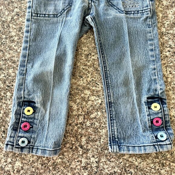 Beverly Hills Polo Club Pony Girls Size 5 Designer Blue Jean Pants Pink Buttons - Picture 3 of 16